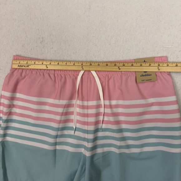Chubbies The On The Horizons Swim Trunks XXL 5.5” Inseam Pink Teal Stripe NWT - Picture 5 of 12
